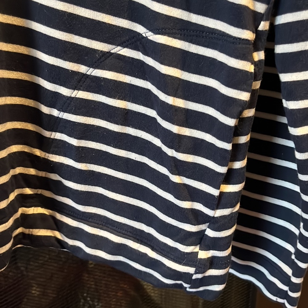 Navy + White stripe hoodie w/2 side pockets & drawstring hood - Picture 6 of 8